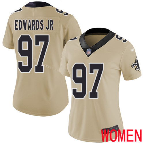 New Orleans Saints Limited Gold Women Mario Edwards Jr Jersey NFL Football #97 Inverted Legend Jersey